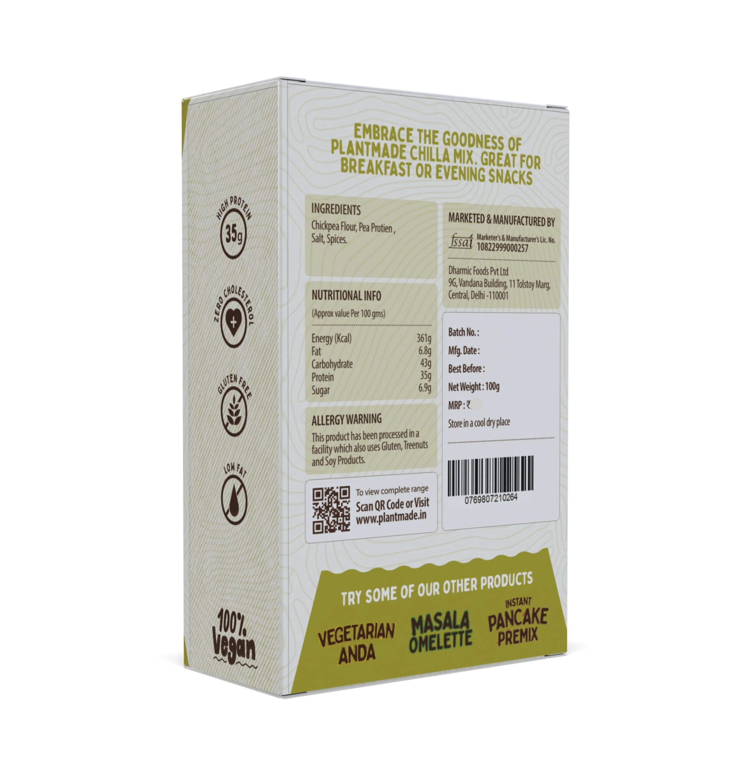 Plantmade Instant Mix Chilla Powder 500Gm