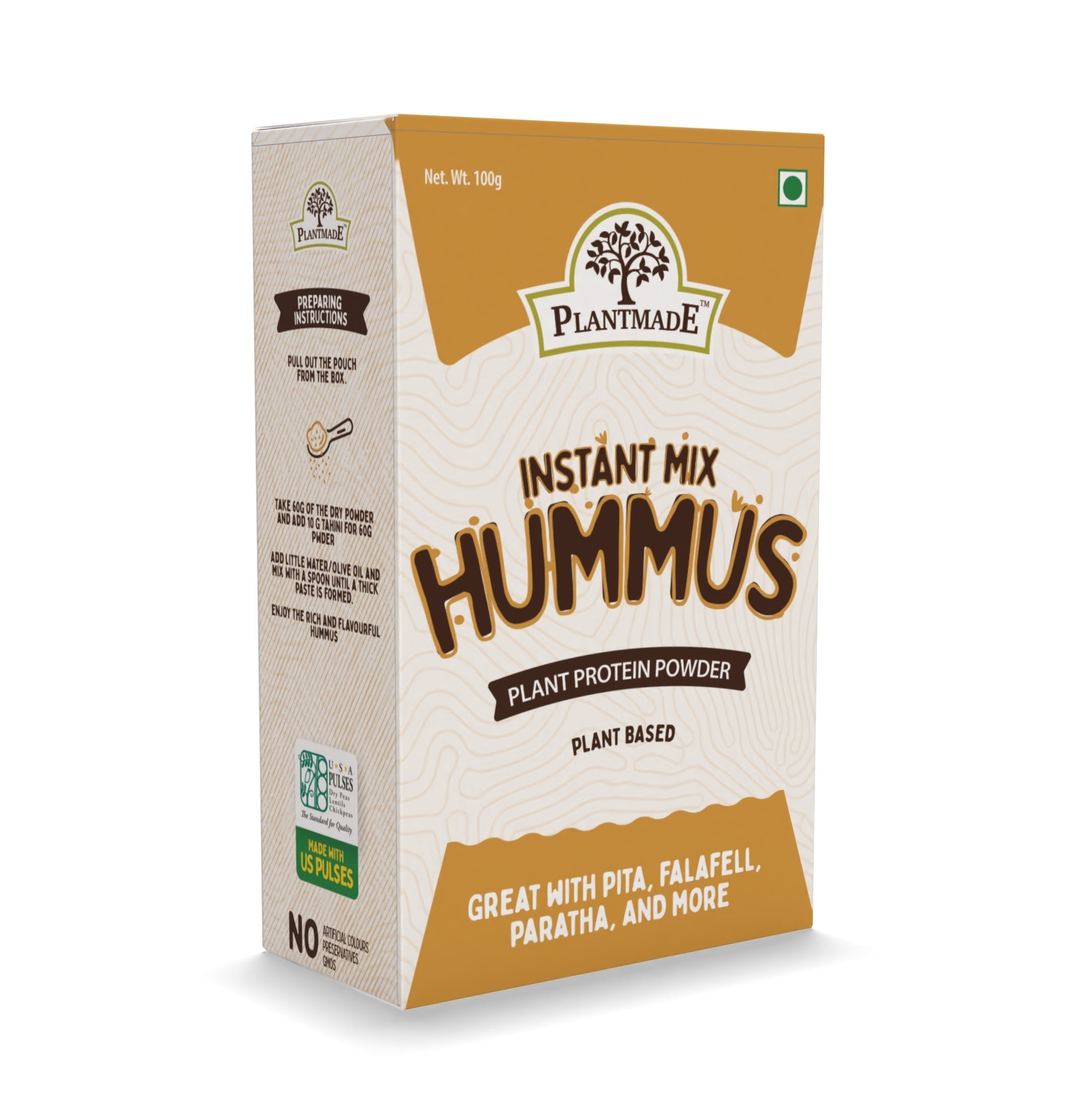 Plantmade Instant Hummus Plant Protein Powder Plant Based Great With Pita, Falafel, Paratha, And More 500g Best for Vegetarians 100% Vegan Food Organic and natural source of High Protein (Pack of 1)